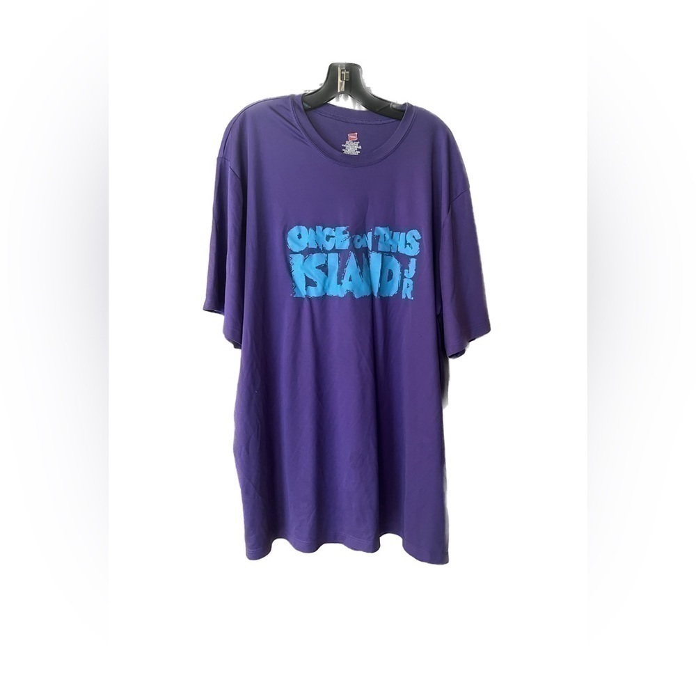 ❤️3 for $10 musical tee “Once On This Island” purple moisture wick fabric.